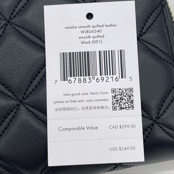 Kate Spade Natalia Smooth Quilted Leather Wallet Black - Picture 10 of 11